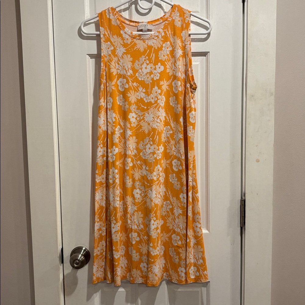 LOFT Orange and White Floral Dress